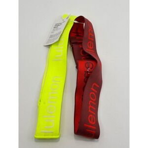 Lululemon Hold Your Own Headband 2 Pack Neon Yellow Burgundy LW9DIQS Adjustable